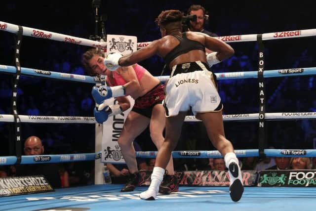 Nicola Adams (right) on her way to beating Virginia Noemi Carcamo in the International Flyweight Contest at Manchester Arena (Photo: PA)