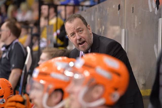FULL-BLOODED: Paul Thompson gets his message across to his players at the NIC on Saturday evening. Picture: Dean Woolley.