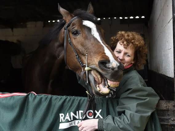 Grand National winner One For Arthur with winning trainer Lucinda Russell. Photo: Great British Racing