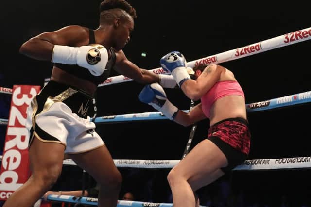 Nicola Adams (left) against Virginia Noemi Carcamo in the International Flyweight Contest at Manchester Arena. (Picture: Simon Cooper/PA Wire)