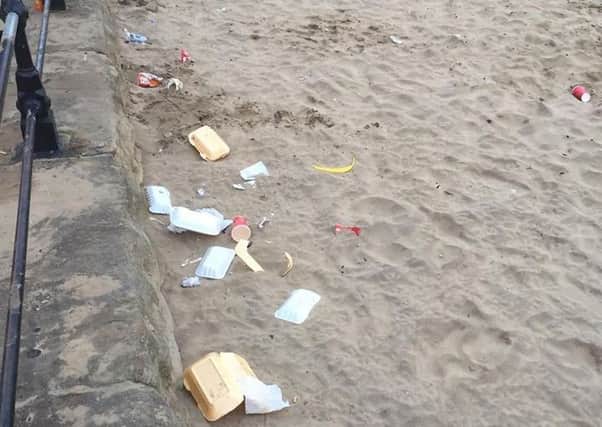 Some of the litter left behind on Scarborough's South Bay beach following this weekend's hot spell.