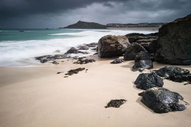 St Ives Bay in Cornwall, which has been named the UK's fourth best sight in a poll of more than 2,500 people to mark the launch of the Samsung Galaxy S8 smartphone.