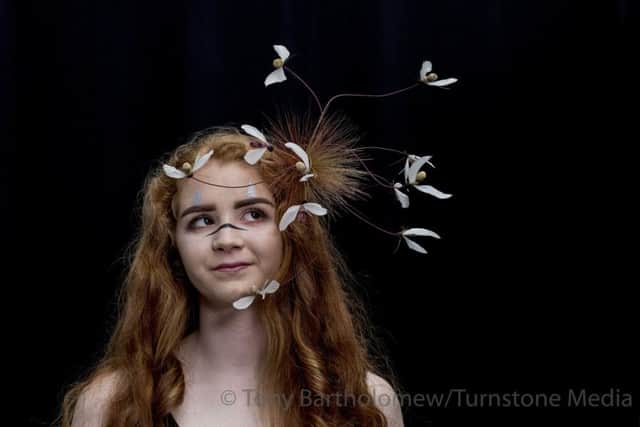 Emma Raw from Fryup wearing a headpiece made by artist Bridget Bailey. Picture: Tony Bartholomew