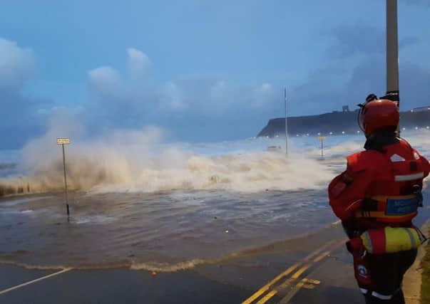 The tidal surge hit towns along the East Coast, including Scarborough pictured.
