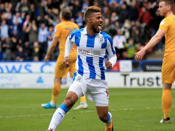 Elias Kachunga levelled for Huddersfield Town on the stroke of half-time