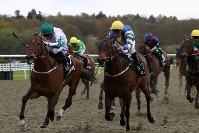 Kimberella (left) ridden by Paul Hanagan comes home to win The Betway All-weather Sprint Championships Conditions Stakes at Lingfield. Picture: John Walton/PA