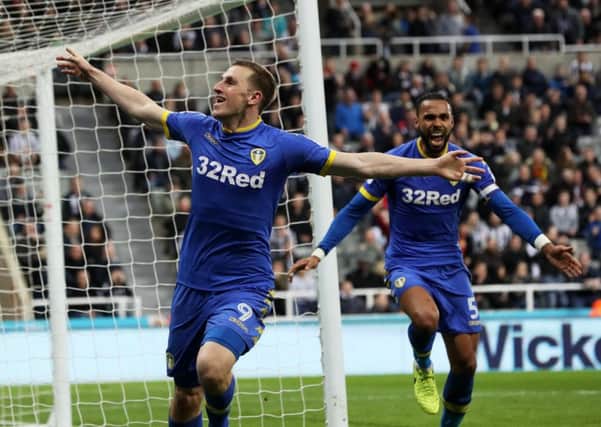Leeds United's Chris Wood celebrates his late equaliser against Newcastle United (Picture: Bruce Rollinson).