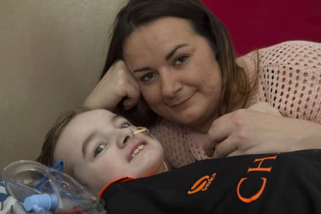 Preston and mum Laura at home in Stannigton as he waits for surgery