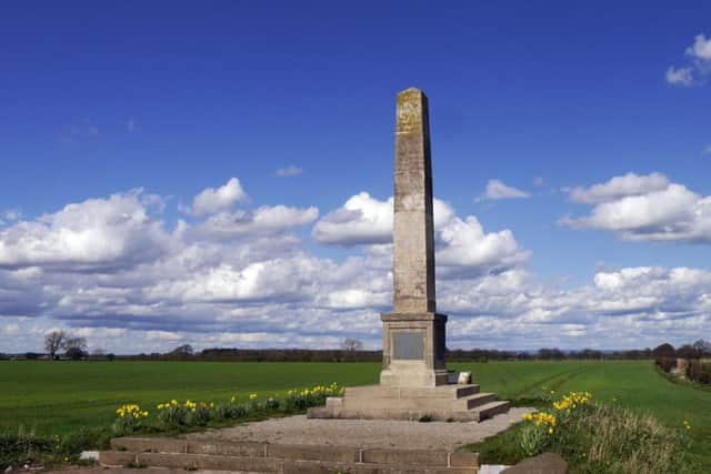 Battle of Marston Moor monument, overlooking the site of the biggest clash of the English Civil War in 1644.