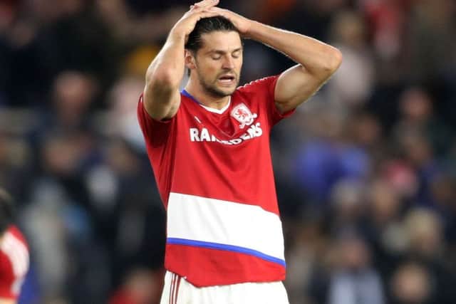 Middlesbrough's George Friend reacts after the Premier League match at the Riverside Stadium, Middlesbrough.