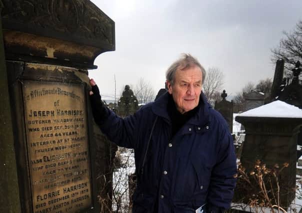 Influential figure: Leeds-born poet Tony Harrison at his parents graves in Holbeck cemetery at Beeston Hill, which inspired his famous poem V.