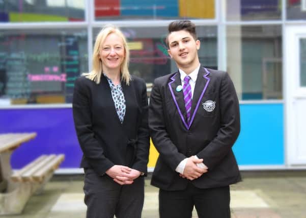 Mohamad Khalil with the Leeds City Academy principal Jackie Rose.
