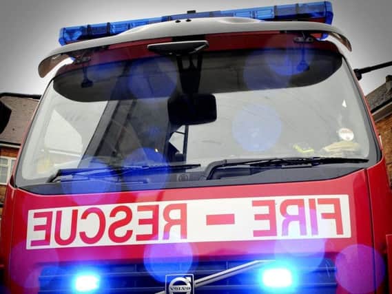 Fire crews tackled a blaze involving two lorries