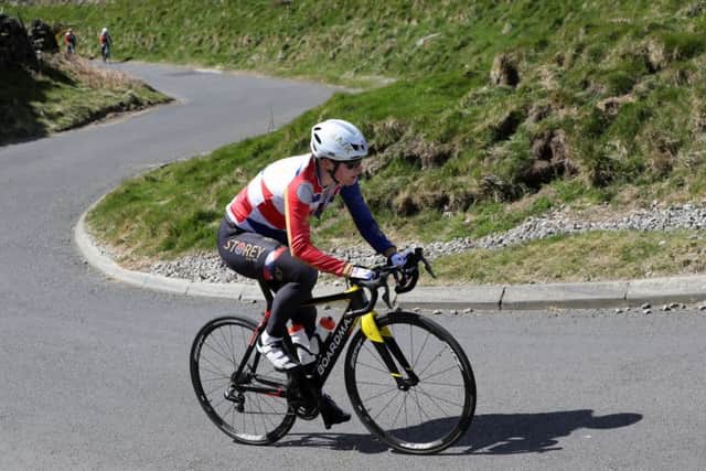 Checking the route: Dame Sarah Storey doing a reconnoitre on the Cote de Lofthouse climb out of Nidderdale for her new Storey Racing team ahead of this years Womens Tour de Yorkshire. (Picture: Bruce Rollinson)