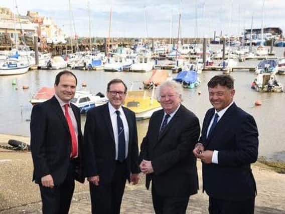 Left to right: Neville Long, project director at Arup, Chris Wright, chair of Bridlington Harbour Commissioners, East Riding Council leader Steve Parnaby, David Dickson, chair of infrastructure board from the York, North Yorkshire and East Riding Enterprise Partnership.