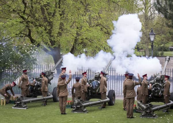 Gunners from 3/29 (Corunna) Battery, 4th Regiment Royal Artillery firing the 105mm Light Guns during the royal salute in York. Picture: Sgt Jamie Peters RLC