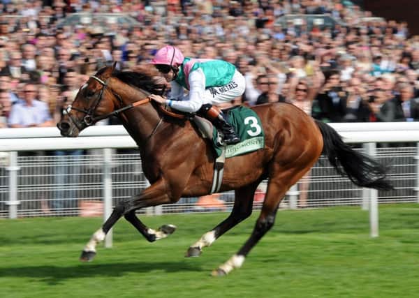 Dream Castle - sired by Frankel, seen ridden by Tom Queally winning the Juddmonte International at York in 2012 - challenges for the JLT Greenham Stakes at Newbury (Picture: Anna Gowthorpe/PA Wire).