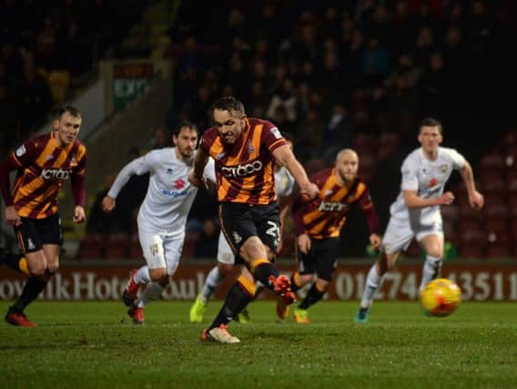 Tony McMahon put Bradford ahead from the spot - the first of two goals.