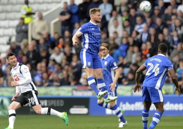 In command: Sheffield Wednesday central defender Tom Lees in action against Derby county. (Picture: Steve Ellis)