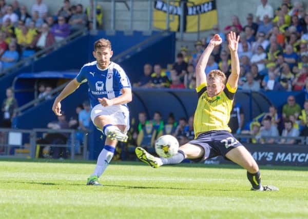 Ched Evans pictured playing for Chesterfield against Oxford (Picture: James Williamson).