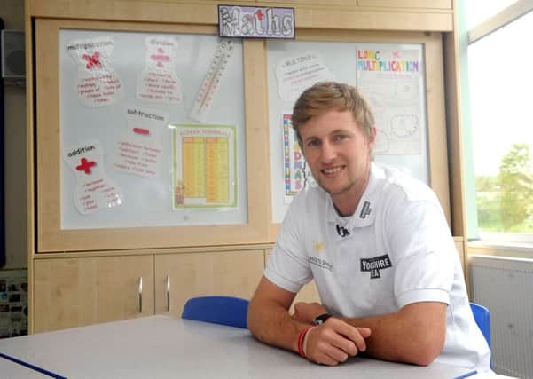 Yorkshire's Joe Root, the England captain, yesterday visited his former school, Dore Primary in Sheffield (Picture: Scott Merrylees).
