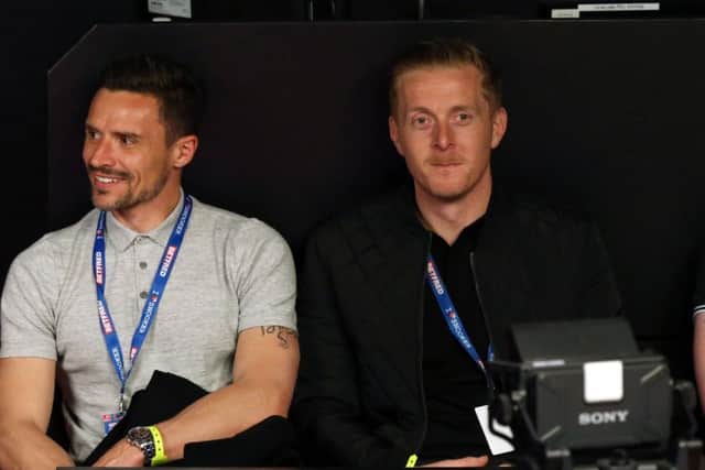 Leeds United manager Garry Monk (right) watches the action in Sheffield.