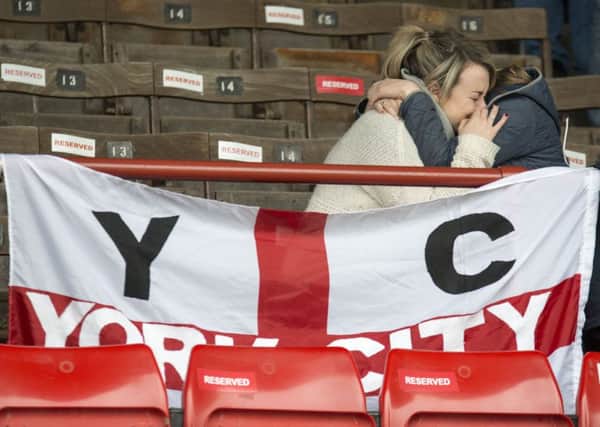 Tears for one York fan at the final whistle.