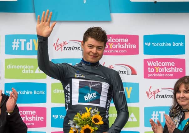 Local rider Harry Tanfield, from North Yorkshire won the Tour de Yorkshire's Digital Jersey for being the "most active" rider on day two of the race. (Picture: James Hardisty).