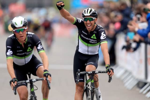 Team Dimension Data's Omar Fraile (right) finishes second as team-mate Serge Pauwels (left) wins Stage Three of the Tour de Yorkshire.
