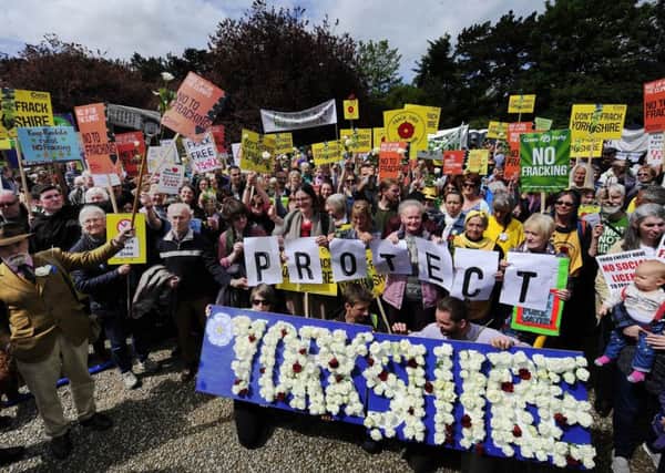 Protests were held outside Northallerton's county hall last year as the authority considered a fracking application