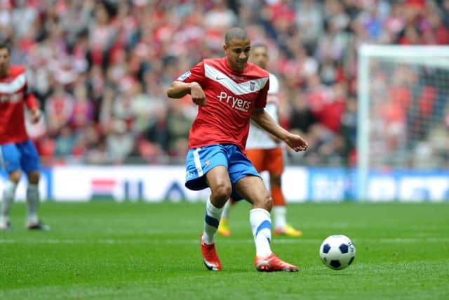 James Meredith playing for York City in the 2012 Conference play-off final.
