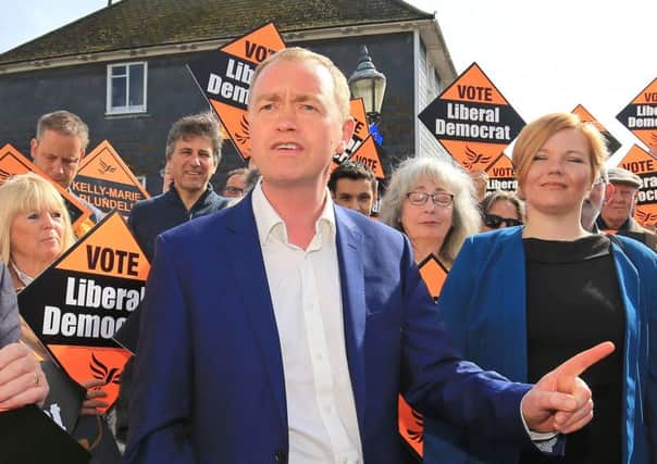 Lib Dem leader Tim Farron on the campaign trail in Sussex.
