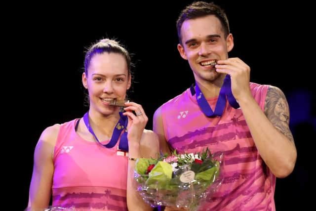 Gabby and Chris Adcock with their European gold medals (PIcture: Yohan Nonotte)