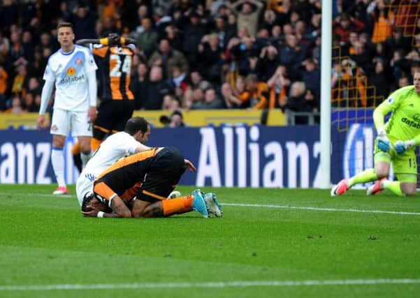 Hull's Abel Hernandez shows his frustration after another City miss against Sunderland.

(Picture: Jonathan Gawthorpe)