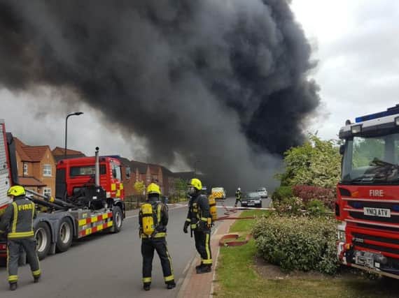 Smoke billows out in Rotherham - picture South Yorkshire Fire and Rescue