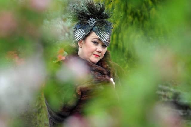 Halifax milliner Molly Bunce wears one of her creations. Picture Tony Johnson.
