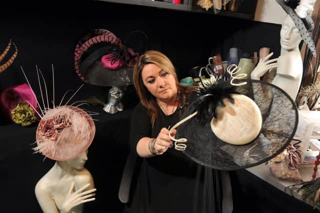 At work ... Halifax milliner Molly Bunce. Picture Tony Johnson.