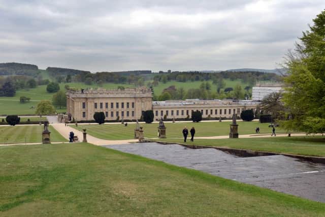 The view today towards the house at Chatsworth in comparison to ' A View of Chatsworth ' by Jan Siberechts, painted circa 1703