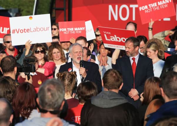 Jeremy Corbyn, campaigning in Morley on Tuesday.