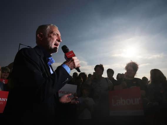 Labour leader Jeremy Corbyn makes a speech on the general election campaign trail in Rotherham.