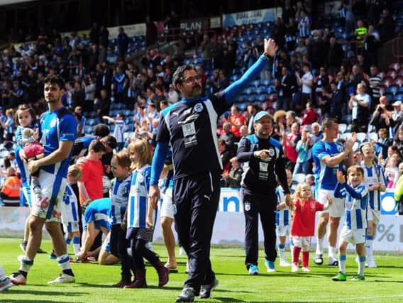 David Wagner waves to the Huddersfield Town faithful after the final game of the league campaign
