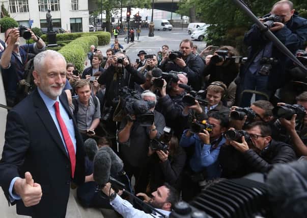 Jeremy Corbyn speaks to the media after Labour's ruling body endorsed the party's leaked election manifesto.