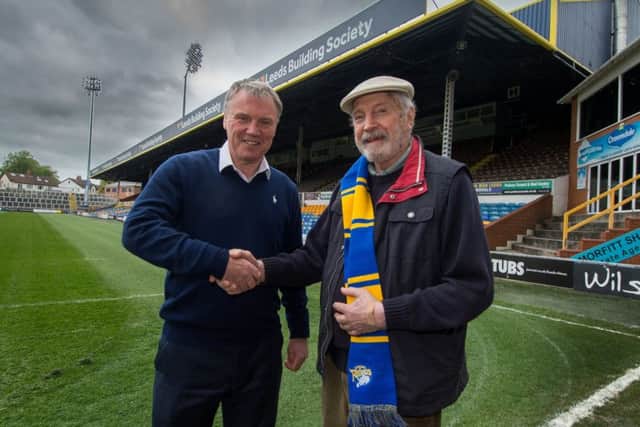 Leeds Rhinos chief executive Gary Hetherington, with former Leeds rugby player Keith McLellan, possibly the oldest-surviving player, now aged 86, has flown over from Australia, for the 60th anniversary of the 1957 Challenge Cup, and at that time he was team captain.