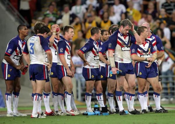 Great Britain's players following the Gillette Tri-Nations match against Australia at Suncorp Stadium, Brisbane, in 2006. Picture: Charles Knight/PA.