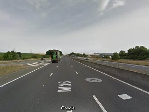 The M18 between junctions one and two. Google maps