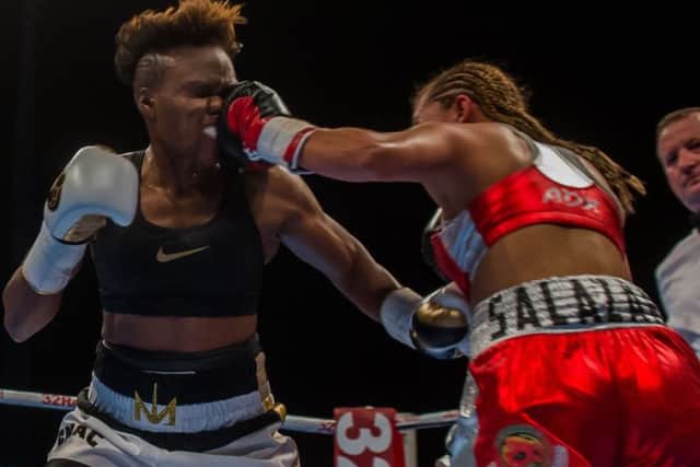 Nicola Adams and Maryan Salazar fighting for the International Flyweight contest held at First Direct Arena, Leeds. (Picture: James Hardisty)