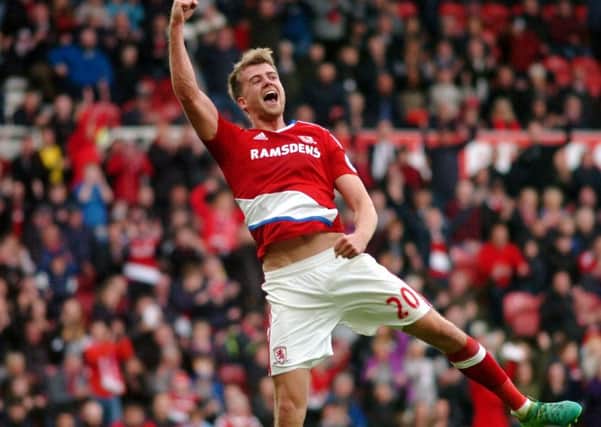 Middlesbrough's Patrick Bamford celebrates his goal against Southampton (Picture: Tom Collins/PA).