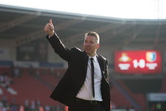 Doncaster Rovers manager Darren Ferguson celebrates promotion (Picture: PA)
