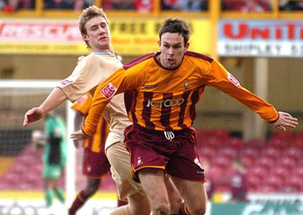 Fighting back: Mark Bower, right, suffered two relegations in his time with Bradford City. (Picture: Jonathan Gawthorpe)