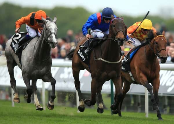 Clever Cookie ridden by PJ McDonald (centre) beats  Second Step ridden by Andrea Atzeni (right) and Curbyourenthusiasm.